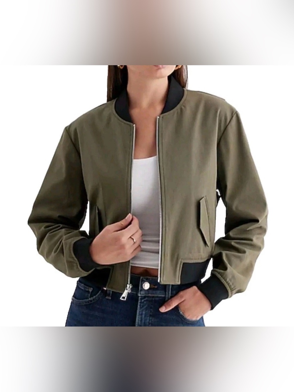 Express Cropped Tip Bomber Jacket - S
